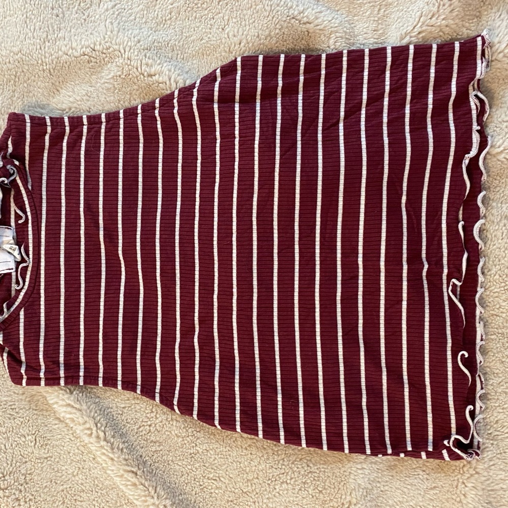 Ruffle Trimmed High Neck Crop Top